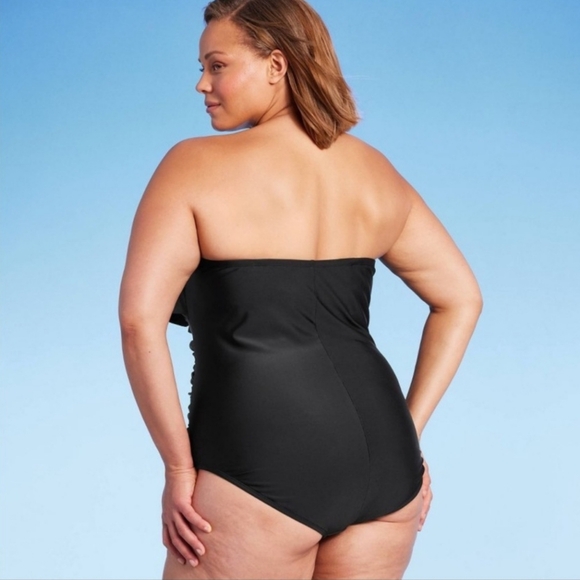 Kona Sol Flounce Bandeau Strapless One Piece Swimsuit Size 16 - Picture 2 of 11